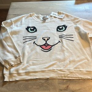 Wildfox Oversized Cat Sweatshirt Large NWT